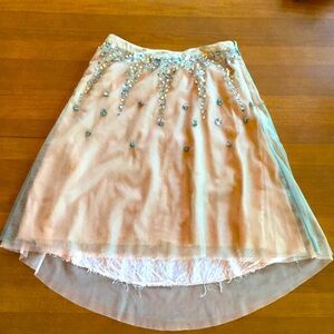 Vintage Y2K Lux brand tulle mesh silver sequin skirt ethereal pixie ballerina 🩰